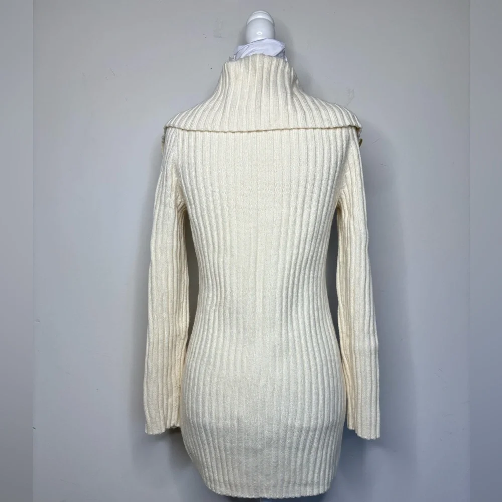 BN2 Banana Republic Crem Ribbed Cardigan / Dress Very Soft Italian Yarn Wool S‎
